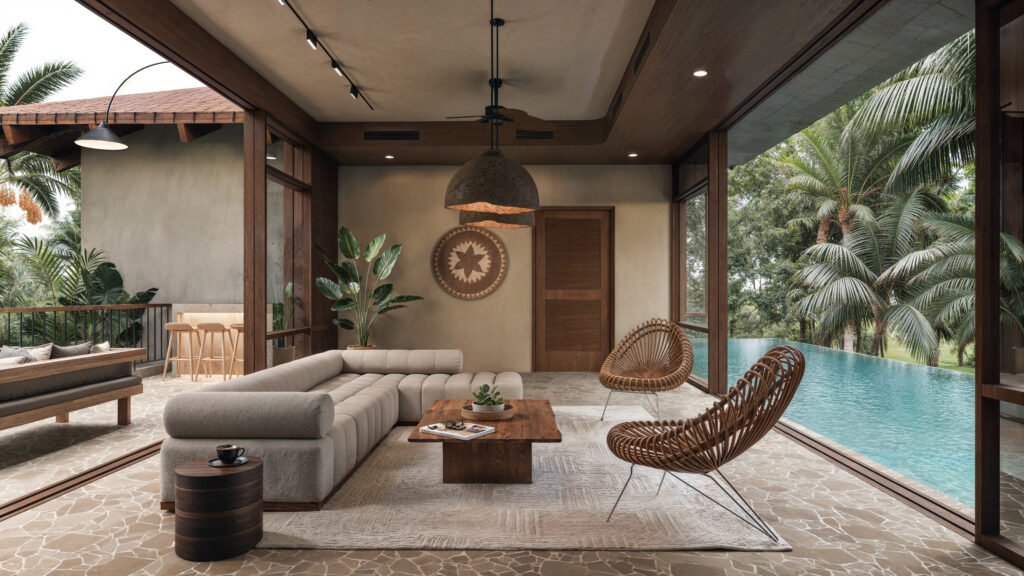 Lounge in a Bespoke Villa Surrounded by Coconut Fields Lounge in a Bespoke Villa Surrounded by Coconut Fields