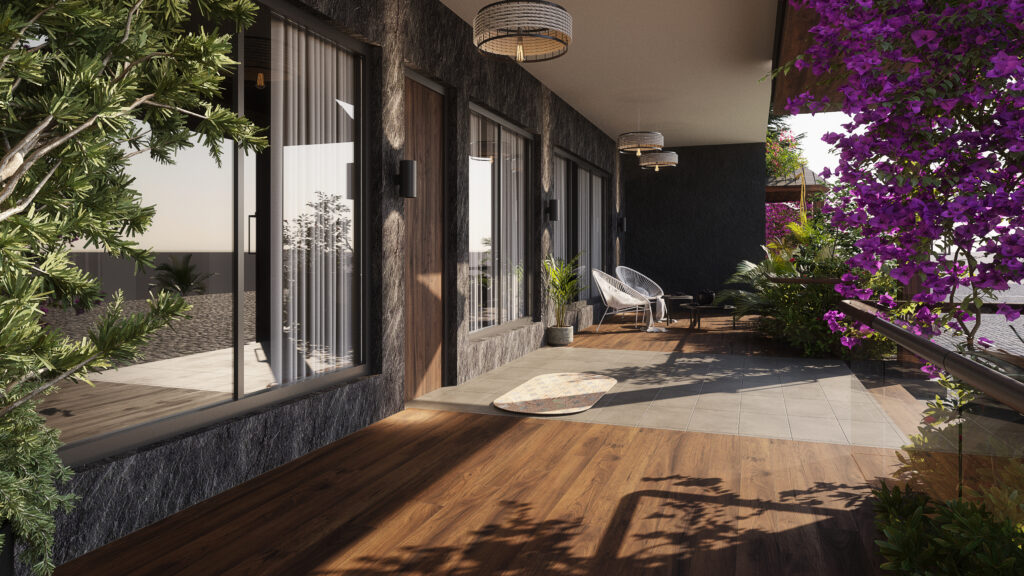 The ground floor patio of an Azul Estilo Luxury Villa in Kasauli. Source: Azul Homes