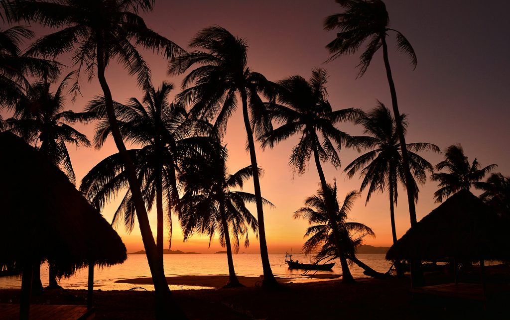 sunset on a beach in goa